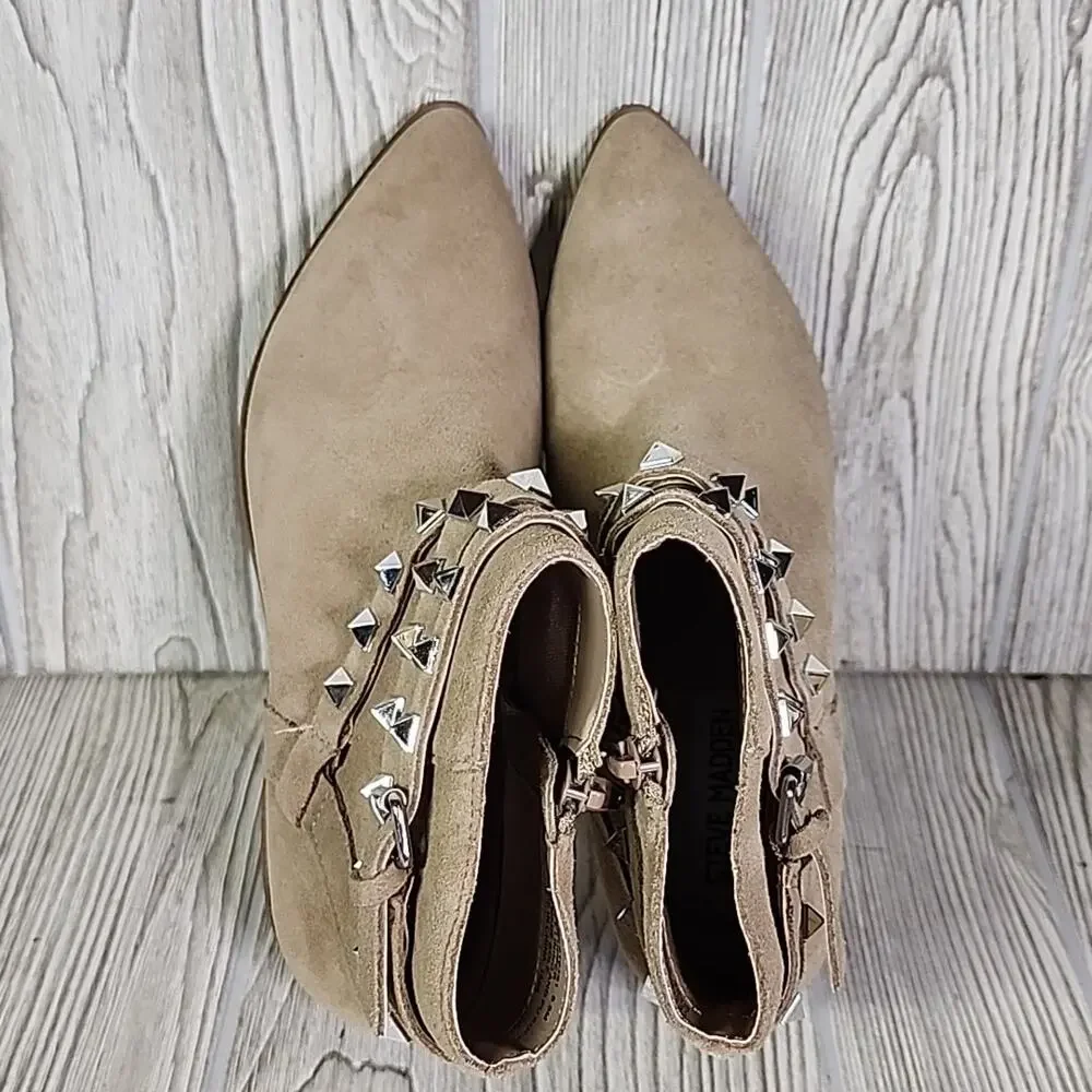 Steve Madden Besto Fashion Boot Tan Suede Leather Womens Size 5.5 NEW